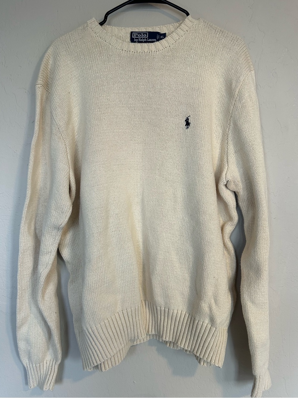 POLO RALPH LAUREN Vintage Mens Beige Sweate - Pima Cotton XL (1888)